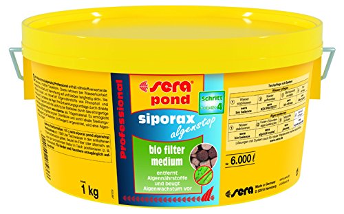 sera 07236 siporax pond algenstop Professional 1 kg (für 6.000 l) - die Revolution in der Algenbekämpfung, reduziert schon in 24h Phosphat den Algennährstoff Nr. 1 und ist ein selbst reinigendes Hochleistungsfiltermedium in Tabellenform