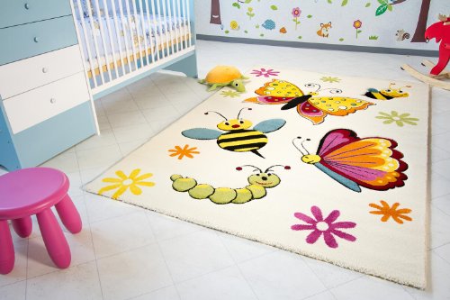Kids Rug Little Carpet Childrens Collection Cute Colourful Spring Design, Size 100x160 cm (3'3"x5'3")