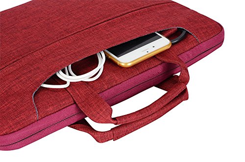MOSISO Polyester Laptop stoßfeste Messenger Schultertasche mit Zubehör Fächern und Handgriff als Schutz für 11-11,6 Zoll MacBook Air, Ultrabook Netbook Tablet mit Backgürtel für Trolley Case, Weinrot - 2