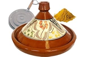 MAROCSTORE.NL Poterie marocaine authentique tajine 35 cm + Épices et distributeur de flamme