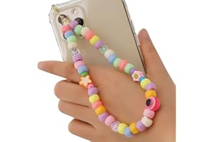 ISAKEN Akrylowy łańcuszek na telefon komórkowy z gwiazdą i koralikami, zawieszka na telefon komórkowy, łańcuszek na telefon, łańcuszek na telefon, łańcuszek na klucze, łańcuszek na telefon komórkowy,