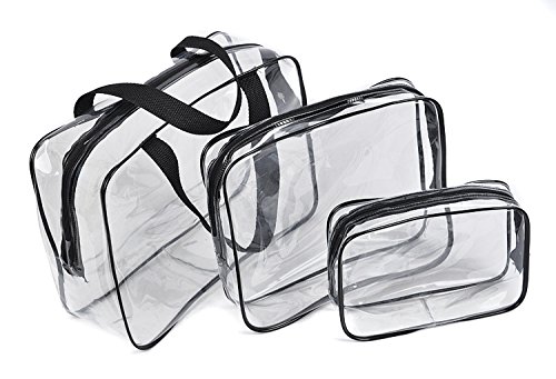 Travel Kit Organizer Cosmetic Bag Toiletry Bag Trim Clear PVC 3 Bag Travel Set Black