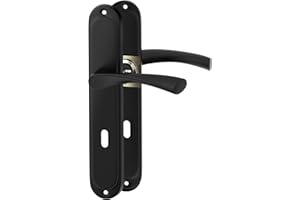 ERGO line ROMA Ensemble d'habillage de porte classique, noir, ensemble de poignée de porte intérieure, avec rosace longue, poignée carrée de 7 mm
