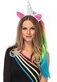 Leg Avenue Einhorn Haarreif mit rosa Öhrchen und Regenbogen-Mähne Unicorn