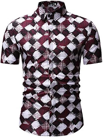 Men's Classic Dress Shirt, DIKEWANG Men's New Pattern Casual Fashion Printing Lapel Camouflage Short Sleeve Shirt Soft Comfort Slim Fit Styles Brand Man Clothes
