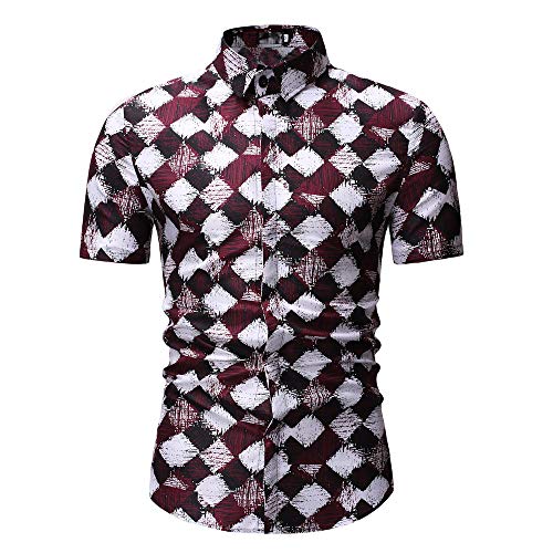 Men's Classic Dress Shirt, DIKEWANG Men's New Pattern Casual Fashion Printing Lapel Camouflage Short Sleeve Shirt Soft Comfort Slim Fit Styles Brand Man Clothes