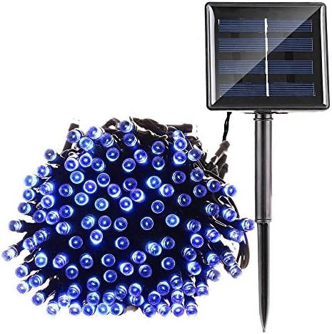 Solar Powered LED Fairy String Lights for Outdoor Garden Patio Party Christmas Tree Xmas Decorations (100 LEDs, 1m, Blue)