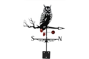 mumisuto Coq Girouette, Girouette Rétro en Métal, Girouette en Fonte, Girouette de Jardin Exterieur Coq Girouettes Métal Girouette Vent Outil de Mesure, Décoration de Jardin/Toit/Cour (Hibou)