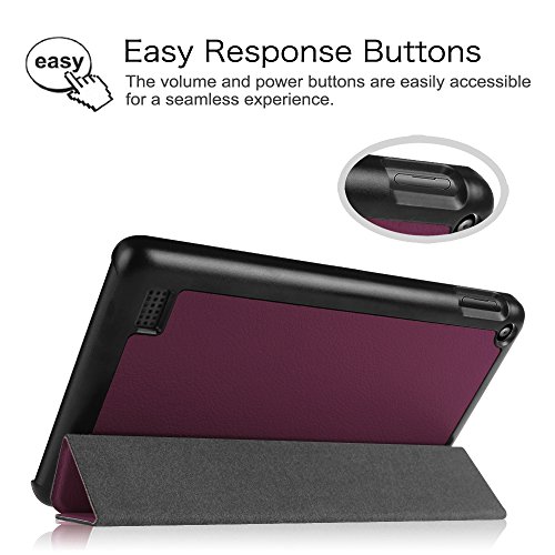 Fintie Fire 7 2015 Hülle – Ultra Slim Lightweight Schutzhülle Tasche Smart Shell Case mit Standfunktion für Amazon Fire 7 Zoll (5. Generation – 2015 Modell) Tablet, Lila - 7