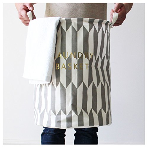 Inwagui Wäschekorb Baumwolle Folding Wäschekorb Wäschesack Ablagekorb Wäscherei Storage Basket Einfach Wäscheeimer-Grau - 3