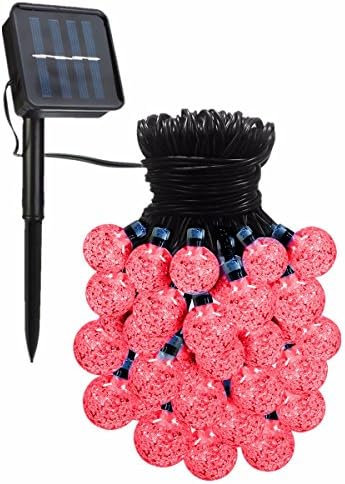 Solar String Lights, GLISTENY Fairy Light Power 30 LED 6M Ball Globe Strip Bubble For Decorative Christmas Holiday Outdoor Party Red