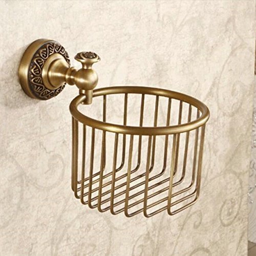 Hiendure® Wandmontage Antik Messing Papierhalter Korb Toilettenpapierhalter WC-Papierrollenhalter - 2