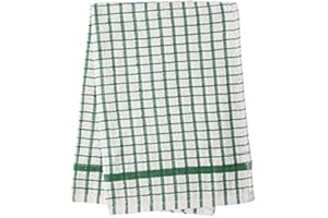 Alanna Jones Set of 6, 45 x 65 cm Large 100% Cotton Luxury Check Soft Kitchen Tea Towels Perfect for Household and Professional Restaurant Bar Catering Kitchen Dish Cloth (Set of 6 Green)