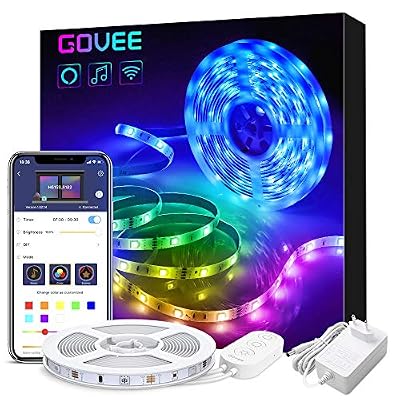 Govee Smart WiFi Bande LED 5M Avec Alexa et Google Home, Ruban LED RGB 5050 SMD Contrôlé Par APP Multi-couleurs Musique Pour iOS et Android, Décoration Pour Maison, Cuisine, Soirée