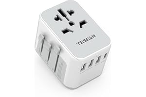 ‎TESSAN TESSAN Adapter podróżny na całym świecie, uniwersalna wtyczka podróżna z 3 USB i 1 USB C, międzynarodowy adapter do gniazdka, uniwersalny adapter do Niemiec, USA, Anglii, Tajlandii, Włoch, Australii