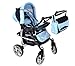 3-in-1 Travel System incl. Baby Pram with Swivel Wheels, Car Seat, Pushchair & Accessories, Navy Blue & Blue