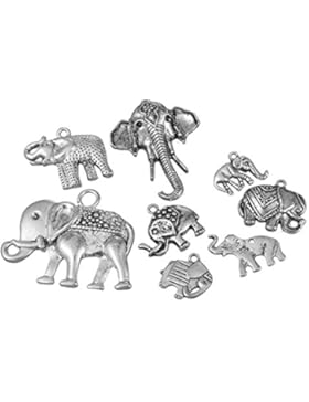 Souarts 1 Set Antik Silber Elefant Basteln Charms Anhänger Für Halskette Armband 10St