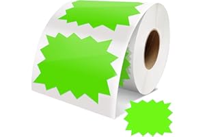 MEITAAT Preisschilder Aufkleber Grün 75mm x 100mm Selbstklebend Groß Starburst Zeichen verkaufsschilder Abnehmbar Wasserdicht Etiketten für Einzelhandel Supermärkten Business 500 Stück