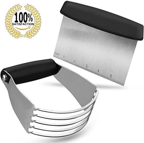 HOTSIN Stainless Steel Dough Blender and Pastry Scraper Blades Cutter Set ,Multipurpose Spatula Pizza Chopper Professional Kitchen Craft Baking Tools