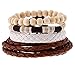 Produktbild LZHM Einfache Retro- Webart Kunstleder Halskette Mehrschichtige PU-Leder Holz Perlen Armband Herren-Armband Multi Strands Justierbare Armbänder