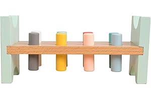 TP Toys Banc à Marteler en Bois FSC Owl & Fox – Jouet Établi Enfant – Bois Durable Bleu – 26,2 x 9 x 12 cm – Dès 12 Mois