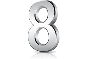 CHONGNING 3 Inch Door Numbers, 3D Self Adhesive Mailbox Numbers 0-9, Address Numbers Waterproof House Numbers Street Number Stickers for House Mailbox Apartment Hotel Courtyard Cafe, Silver (Silver8)