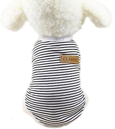 Crasy Shop Fashion Stripes Pet Dog Summer T-Shirt Vest Sleeveless Tank Top for Small Medium Puppy Dogs Cats (S, Black)
