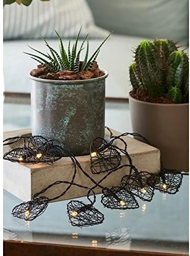Sirius Home 29333 Light Decoration Chain Suitable for Use in Indoor 10lámpara (S) Black LED Lamp – Decorative lighting (10 (S), LED, Warm White, Light Decoration Chain, Black, Heart)