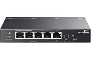 TP-Link TL-SG1005P-PD | 5-portowy przełącznik PoE Passthrough Gigabit Ethernet | 1 PoE++ In@90W, 4 wyjścia PoE+ do 66 W | Plug & Play | Tryb rozszerzenia | QoS, IGMP, PoE Auto Recovery | Tylko