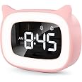 Réveil Enfant Educatif LED Multicolore – 18 Mélodies, Double Alarme, Veilleuse Tactile