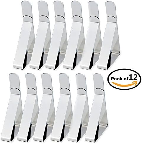 Tablecloth Clips Stainless Steel Table Cover Clips Clamps Tablecloth Holders, Pack of 12