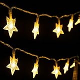LED Luz Cadena Estrellas 4 m/13.2ft 40 LED String Luz Estrella Luz, densidad de agua interior y exterior, LED luz cadenas batería para Navidad/Fiesta/, luces de Navidad (Blanco Cálido)