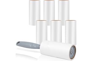 SVALOR Fusselrolle, 420 Blätter Extra Klebrig Fusselroller mit 1 Abroller, Effektiv Fusselrolle Tierhaare, Fusselrolle Kleidung-Lint Roller für Kleidung, Sofa, Bett und Teppich, 7 Rollen mit je 60 Blatt