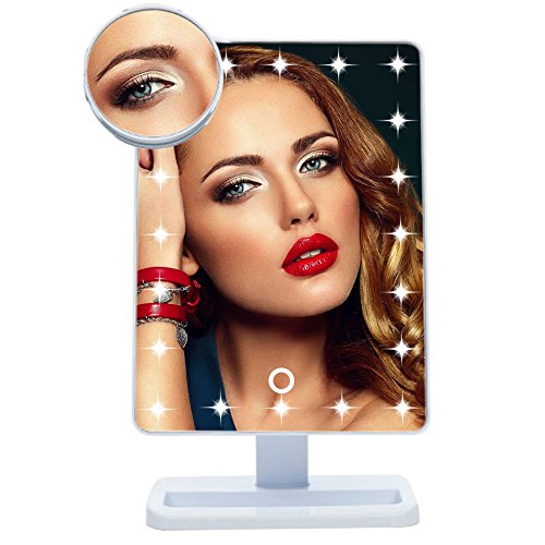 Qivange beleuchter Make-up-Spiegel Kosmetikspiegel mit 20 LED Licht für Rasier Tisch Badzimmer Spiegel (Weiß)