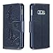 Produktbild Galaxy S10E Hülle, DENDICO Premium Leder Flip Handyhülle für Samsung Galaxy S10E, Schmetterling Brieftasche Hülle mit Kartenfach - Navy blau
