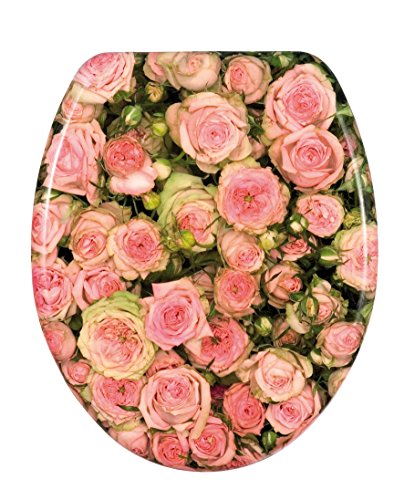 Wenko 17628100 WC-Sitz Roses - Fix-Clip Hygiene Metallbefestigung, MDF