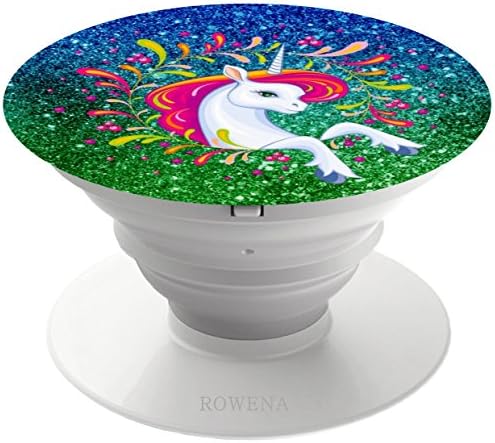 Multi-function Mobile Phone Holder.Expanding Stand and Grip Mount for Smart cell phone and tablet-Rainbow Unicorn Blue &amp; Green