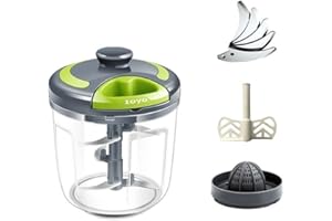 RHYS Tritatutto Manuale 900ML Affettatrice Manuale per Cipolle Trita Verdure Manuale con Tre Lame in Acciaio Inossidabile Multi-chopper per Cipolla, Frutta, Aglio, Insalata,Prezzemolo