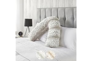 Downland Bedding Company Huggleland Snow Leopard V Shape Super Soft and Supportive Pillow (Grey)