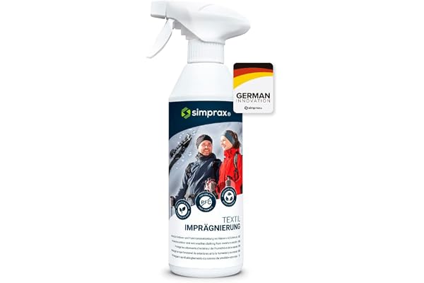 simprax® Impermeabilisant Tissu Textile - Protection Ecologique Et Performante - Certifie Oeko Bombe Impermeabilisante Textile Ideal pour Ski Softshell Gore-Tex Sympatex & Vetements Exterieur