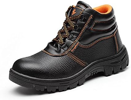 Anokar Safety Boots Mens Women Leather Steel Toe Cap Work Shoes High Ankle Composite Safety Trainers Summer Lightweight Comfortable for Hiking Black 36-46