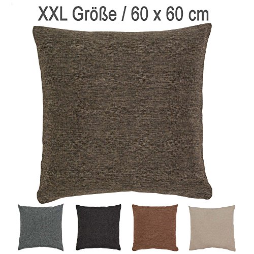 XXL Melange-Kissen mit RV und herausnehmbarer Füllung / 60x60 cm / Deko-/Zierkissen / Sofakissen / taupe (graubraun)