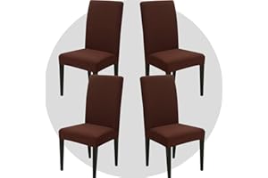 ZHILING Stuhlhussen Bezüge Set von 4 Super Fit Stretch abnehmbare waschbare Esszimmerstuhl Protector Cover Sitzbezug für Hotel, Esszimmer, Zeremonie, Bankett Hochzeitsfeier(Braun)