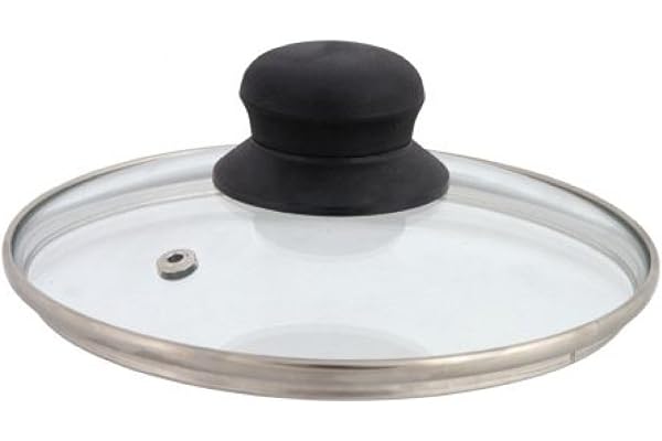 Couvercle en verre avec anneau en acier inoxydable - 12, 14, 16, 18, 20, 22, 24, 26, 28 cm de diamètre, 12 cm, Ø 14 cm