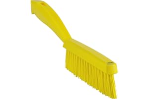 Vikan 41956 Slim, Stiff Bristles, Washing / Sweeping, Hand Brush, Fabric, Upholstery, Carpet, 300mm (Yellow)