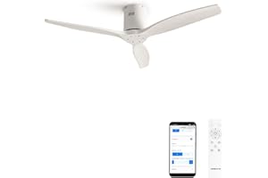 CREATE / WINDCALM M/Deckenventilator ABS Weiß mit WLAN und Fernbedienung/Leise, 40W, Ø132cm, 6 Geschwindigkeiten, Timer von 1 bis 4 Std., DC-Motor, Sommer-Winterbetrieb