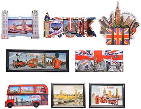 Set of 8 London Skyline Design Wooden & Plastic Fridge Magnets (Shoponica)