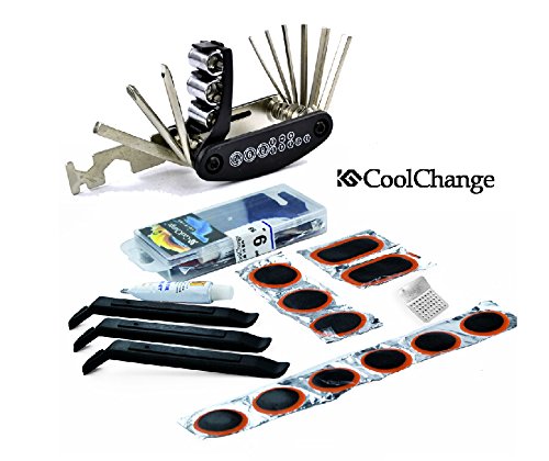CoolChange Fahrrad Notfall Set mit Multitool und Flickzeug Reparaturset