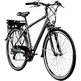 Zündapp E Bike 700c Trekkingrad Pedelec Z802 Elektrofahrrad 21 Gänge 28 Zoll Rad (grau/grün, 48 cm)