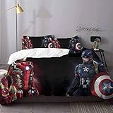 WomHouse Parure de lit légère 3 pièces Iron Man et Spiderman RL 1 Couette, 2 taies d'oreiller Parure de lit 3 pièces, Polyester, Modèle 06, Oversized King(120'x98'-20'x36'*2)